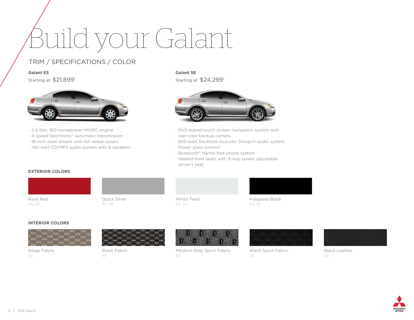 2012 Mitsubishi Galant Brochure Page 7